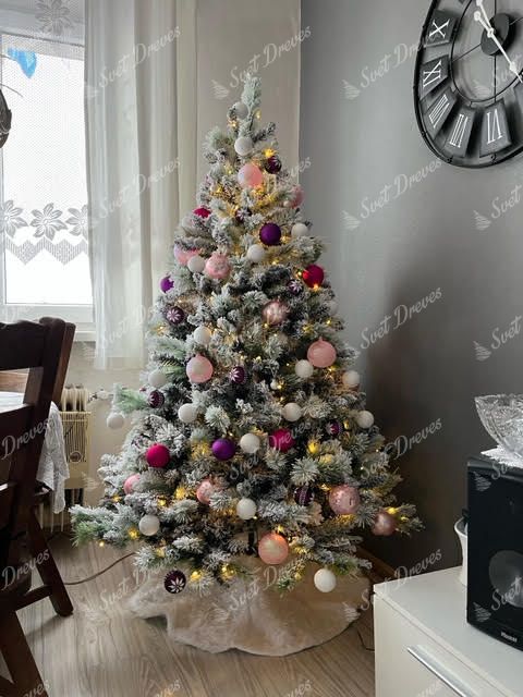 Umetno božično drevo Bor Beli 180cm LED