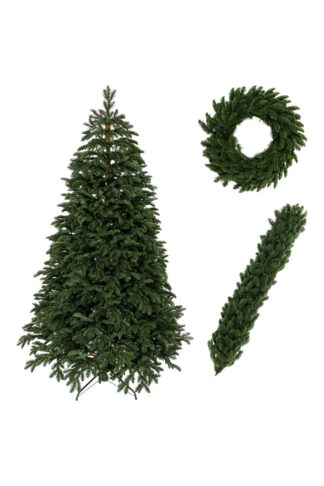 Kolekcia 3D Jedľa Pôvabná, kolekcia pozostáva z vianočného stromčeka, venca a girlandy