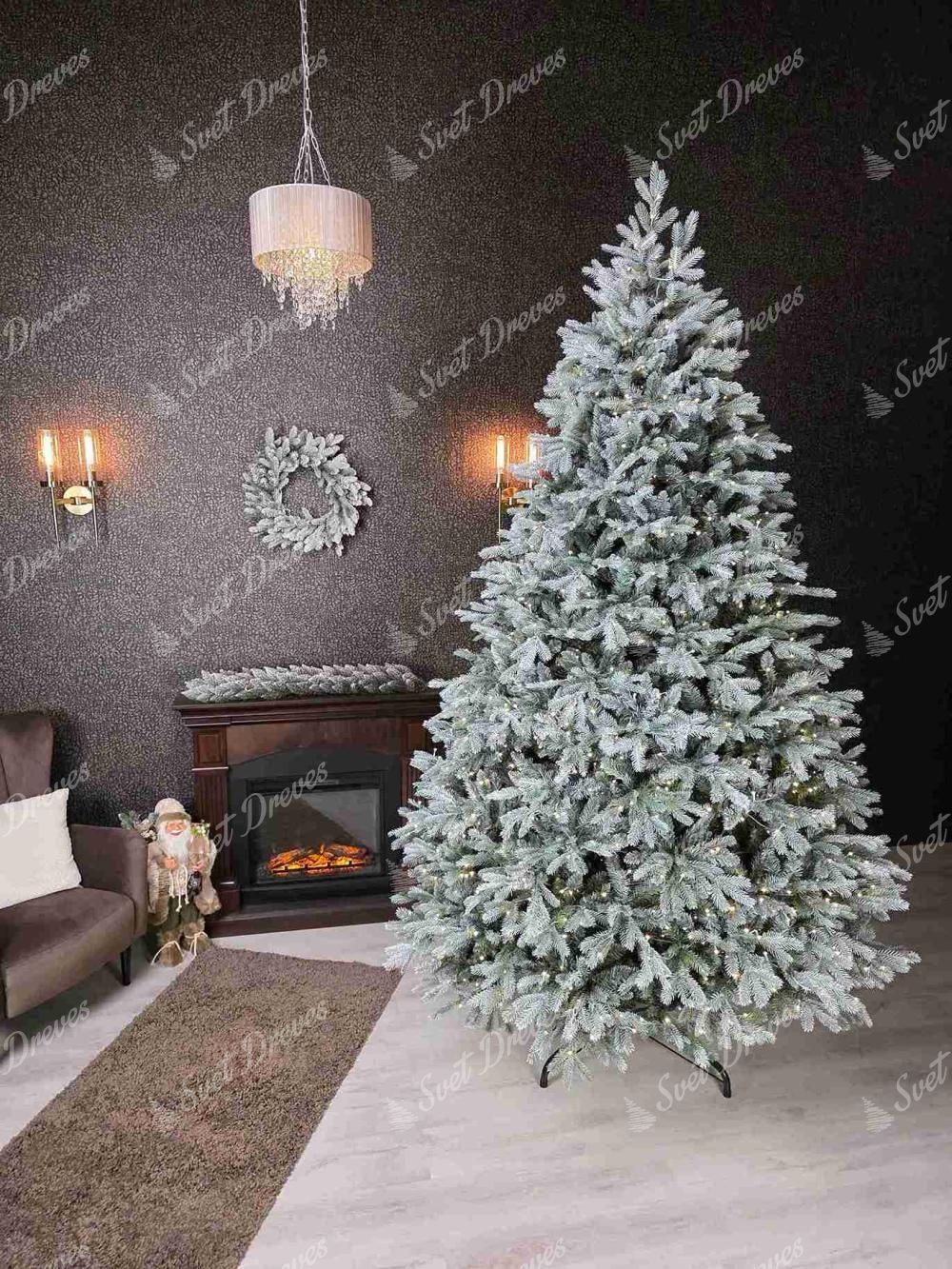 Umetno božično drevesce 3D Smreka Srebrna 280cm 850LED