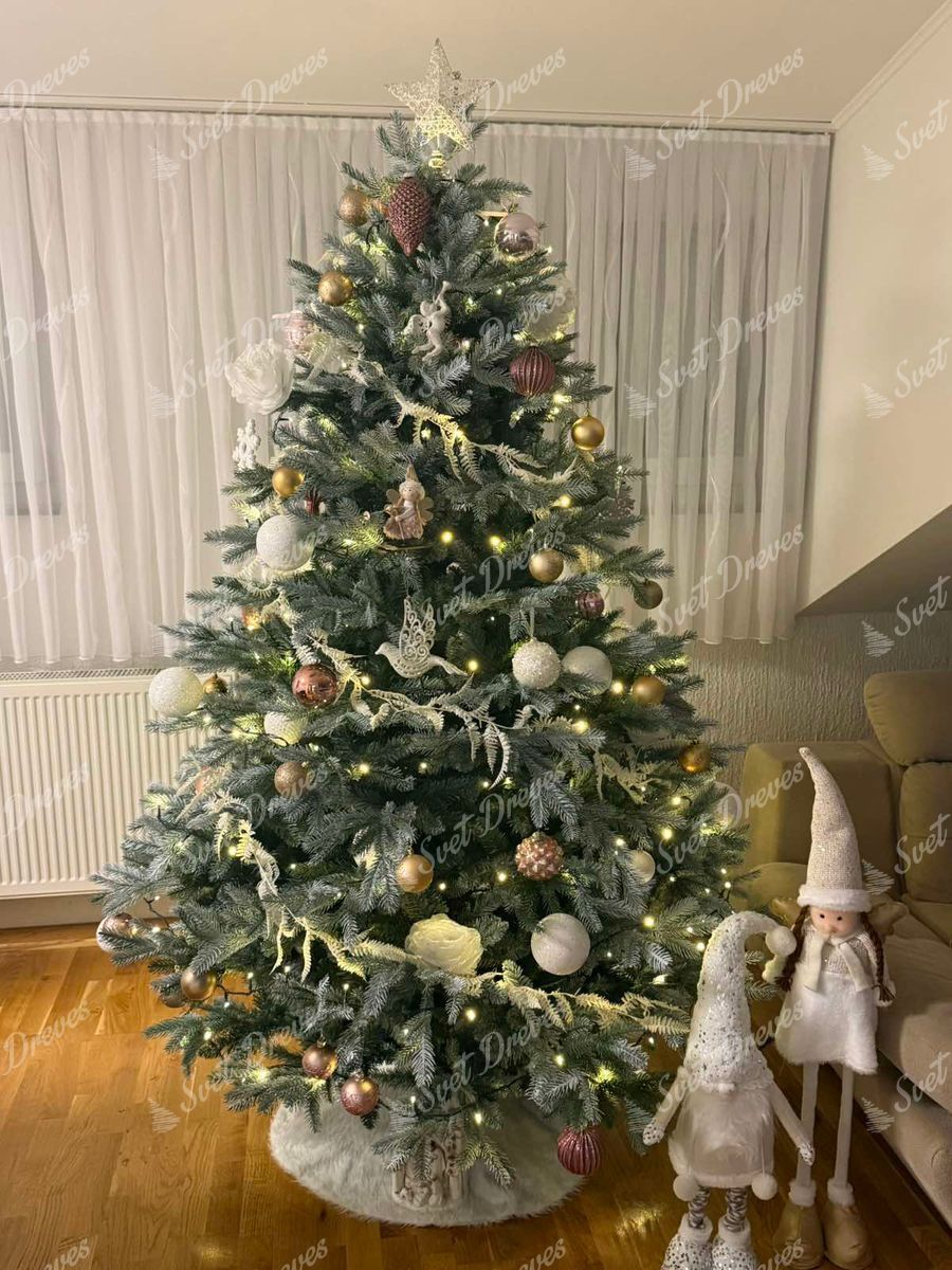 Umetno božično drevesce 3D Smreka Srebrna 210cm