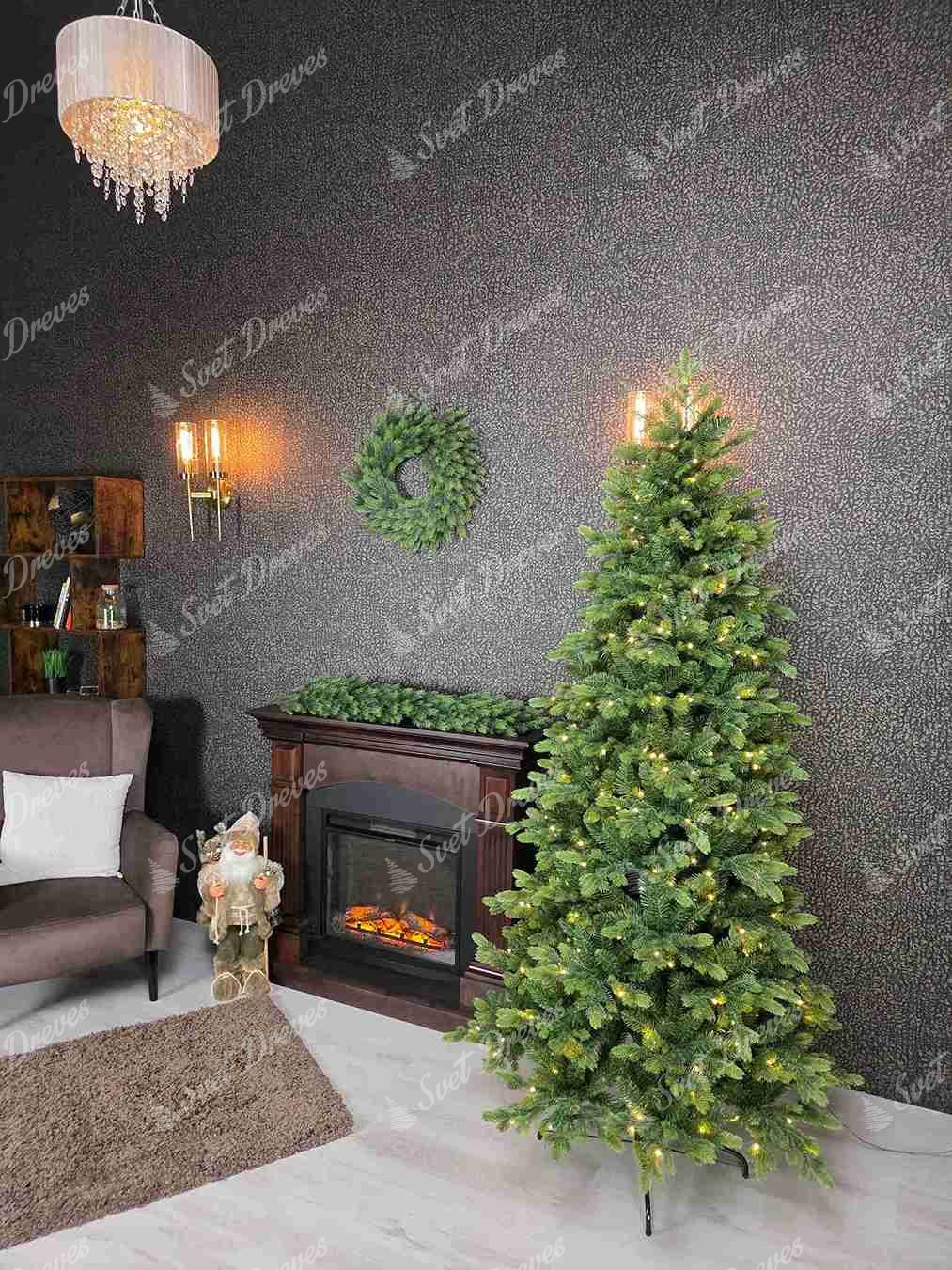 Umetno božično drevo 3D Smreka Italijanska Ozka 240cm 430LED