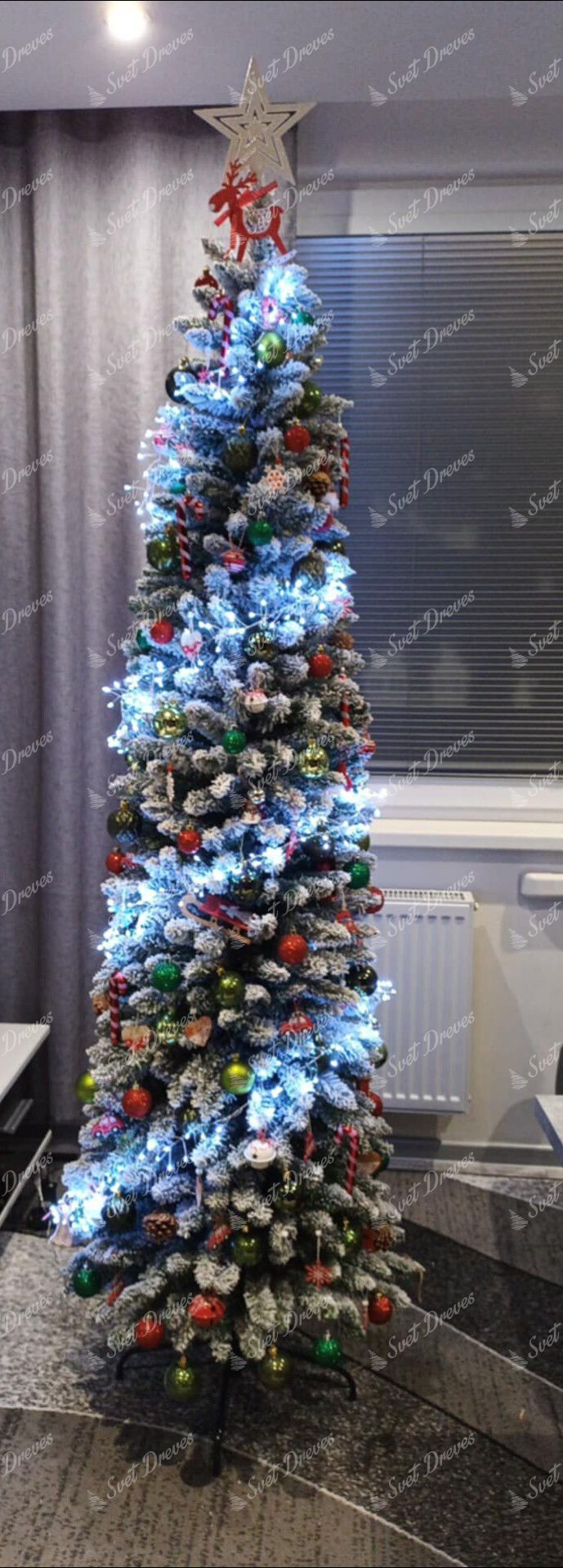 Umetno božično drevo Bela Ozka Smreka 210cm